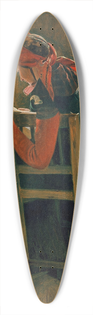 Christen Dalsgaard - A young girl frem Salling reading. Study 39.3 inch art pintail longboard deck