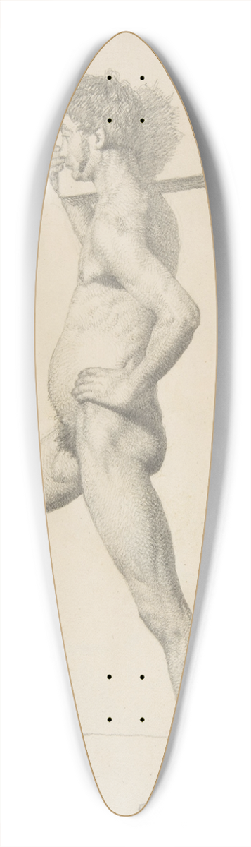 Christen Kbke - Study of a Male Nude Shouldering a Wooden Block 39.3 inch art pintail longboard deck