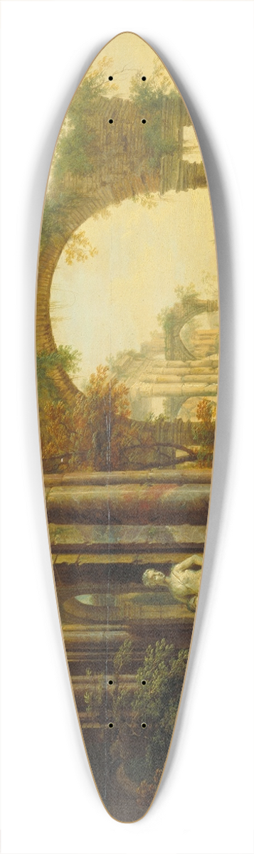Christian Georg Schtz the elder - Landscape with Ancient Ruins and Two Pack Mules 39.3 inch art pintail longboard deck