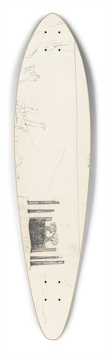 Christian Krohg - Man at table and landscape with figures 39.3 inch art pintail longboard deck