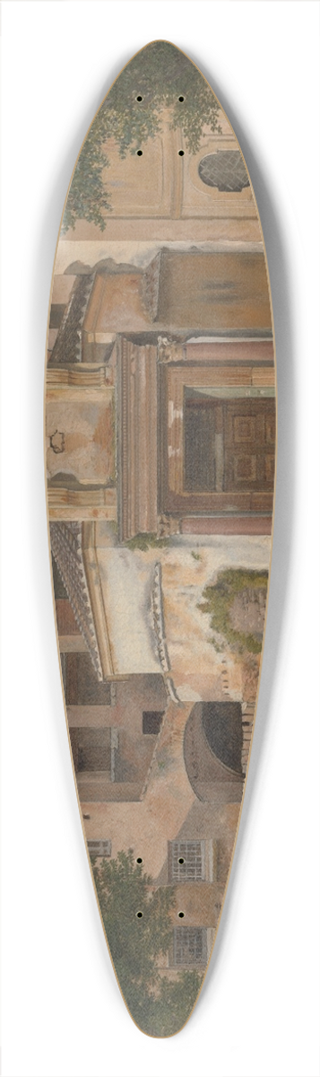 Christoffer Wilhelm Eckersberg - A Section of the Via Sacra, Rome (The Church of Saints Cosmas and Damian) 39.3 inch art pintail longboard deck