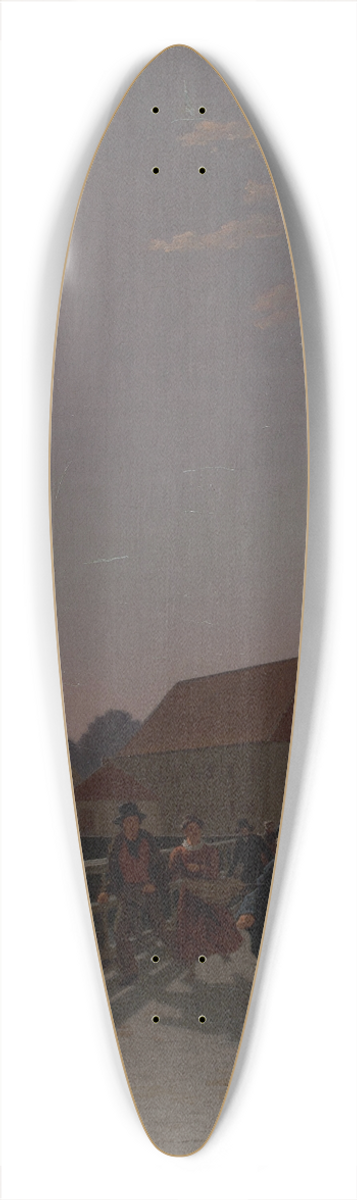 Christoffer Wilhelm Eckersberg - Langebro, Copenhagen, in the Moonlight with Running Figures 39.3 inch art pintail longboard deck