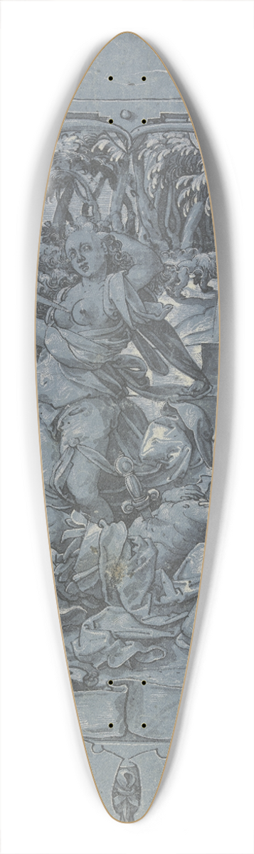 Christoph Murer - Thisbe an der Leiche des Pyramus, in der Rahmung links Daphne mit dem Amorknaben, rechts Apollo, vom Pfeile Amors getroffen, oben und unten Putten 39.3 inch art pintail longboard deck