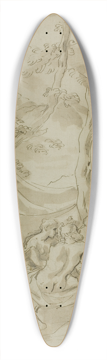 Circle of Bartolomeo Biscaino - Bacchanale, with Satyr Playing Reeds 39.3 inch art pintail longboard deck