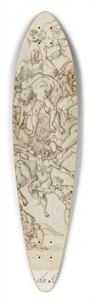 Circle of Charles Le Brun - Fall of the Damned 39.3 inch art pintail longboard deck