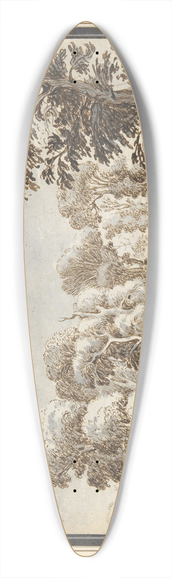 Circle of Gillis Neyts - Clump of Trees BeyondHills 39.3 inch art pintail longboard deck