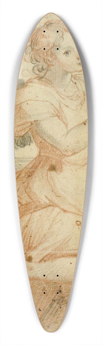 Circle of Giuseppe Cesari - Angel Playing a Flute 39.3 inch art pintail longboard deck
