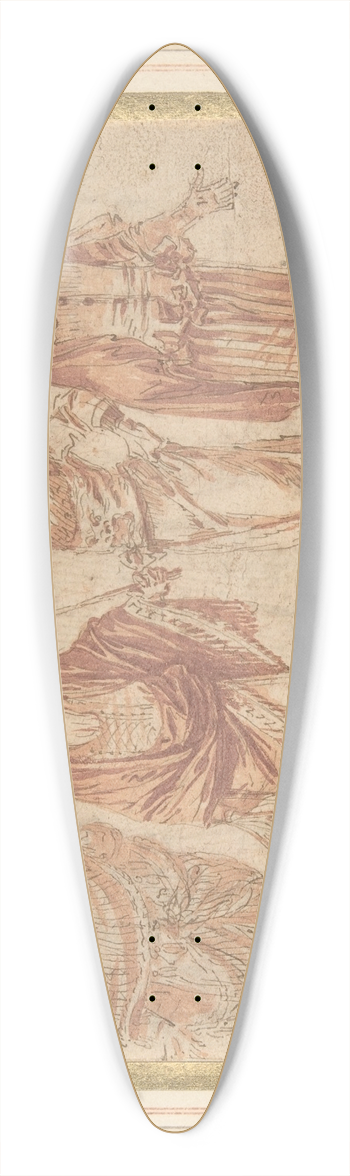 Claude Gillot - Figures in Theatrical Costumes 39.3 inch art pintail longboard deck