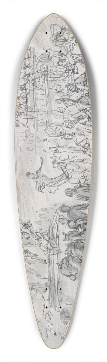 Claude Gillot - Scene at the fair 39.3 inch art pintail longboard deck