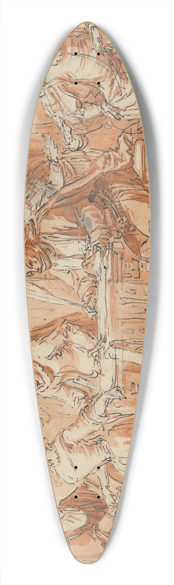 Claude Gillot - Scene from the Italian Comedy 39.3 inch art pintail longboard deck
