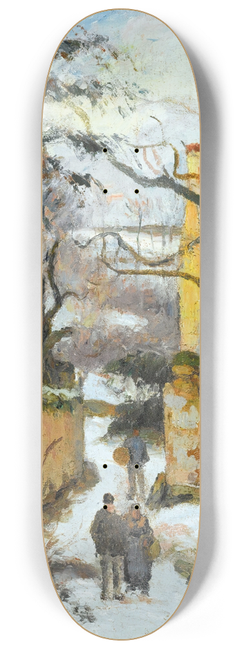 Camille Pissarro - La Maison Rondest Sous La Neige, Pontoise Or Chemin De Lhermitage, Pontoise,Sous La Neige 8.25 inch art skate deck