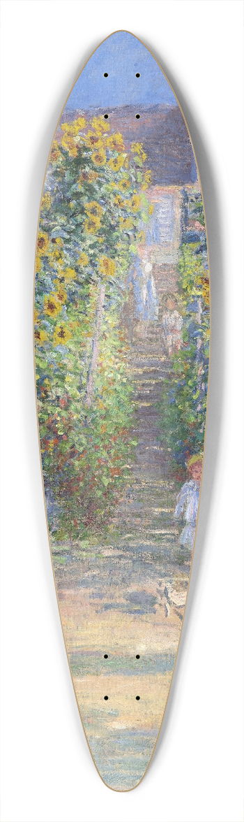 Claude Monet - The Artists Garden at Vtheuil 39.3 inch art pintail longboard deck