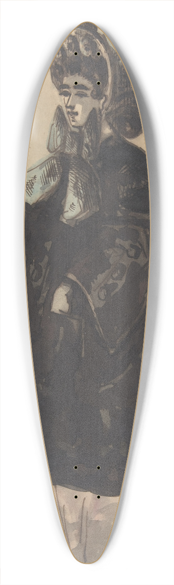 Constantin Guys - A Lady in a Bonnet and Coat 39.3 inch art pintail longboard deck