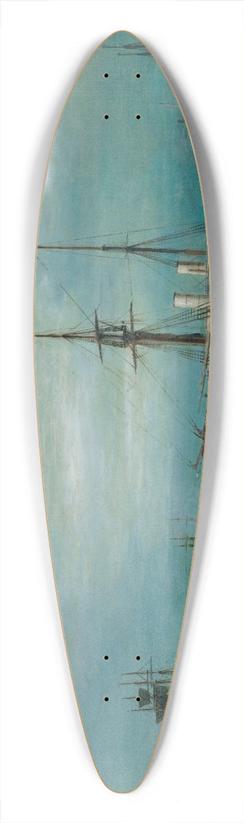 Constantinos Volanakis - Moonlit Harbour Of Volos 39.3 inch art pintail longboard deck