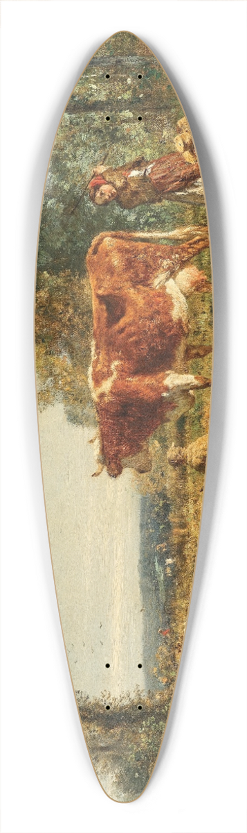 Constant Troyon - Young Shepherds with Their Cattle 39.3 inch art pintail longboard deck