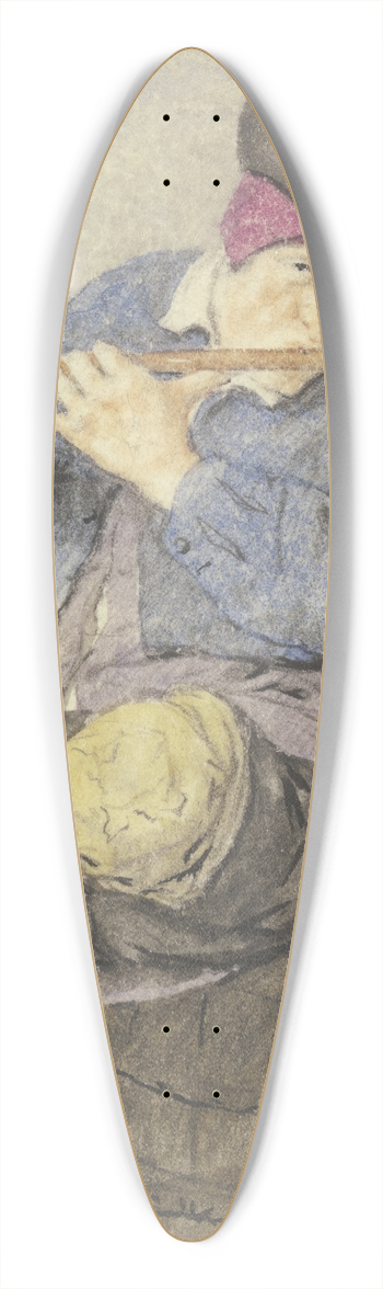 Cornelis Dusart - Fltenspieler auf einem Fass sitzend 39.3 inch art pintail longboard deck