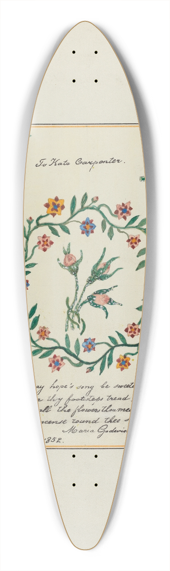 Cornelius Christoffels and Margaret Linsley - Pieced Autograph Quilt (1 Square) 39.3 inch art pintail longboard deck