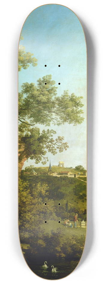 Canaletto - English Landscape Capriccio with a Palace 8.25 inch art skate deck