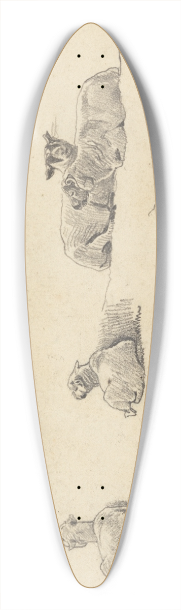 Cornelius Varley - Study of Sheep 39.3 inch art pintail longboard deck