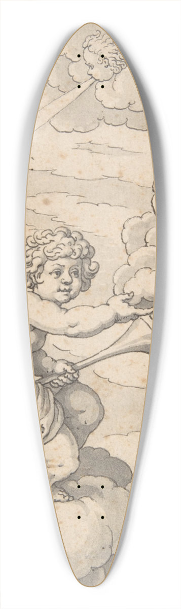 Crispijn de Passe the Elder - Putto Holding a Cloud and Horn 39.3 inch art pintail longboard deck