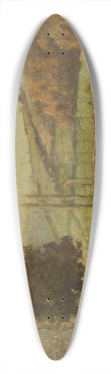 Curt Agthe - Landscape with poplars 39.3 inch art pintail longboard deck