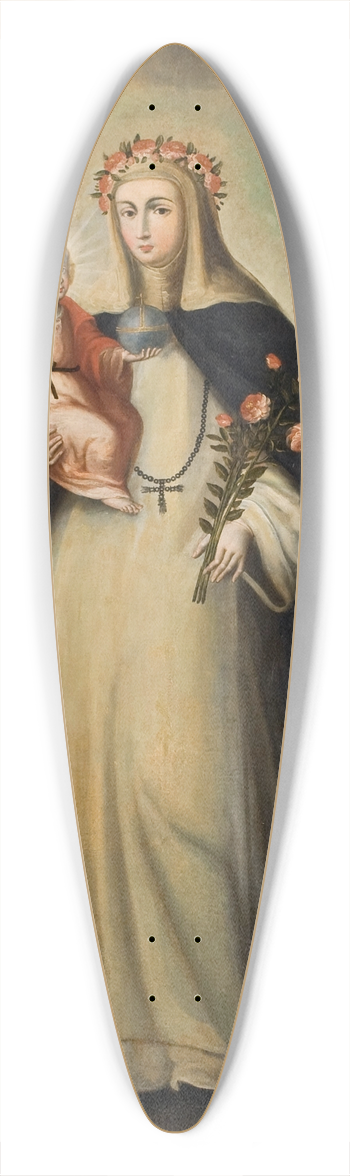Cusco School - Saint Rose of Lima with Child Jesus 39.3 inch art pintail longboard deck