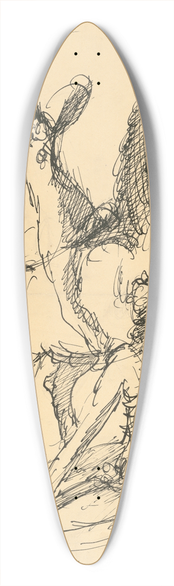 Cyprin Majernk - Two Clowns with a Horse 39.3 inch art pintail longboard deck