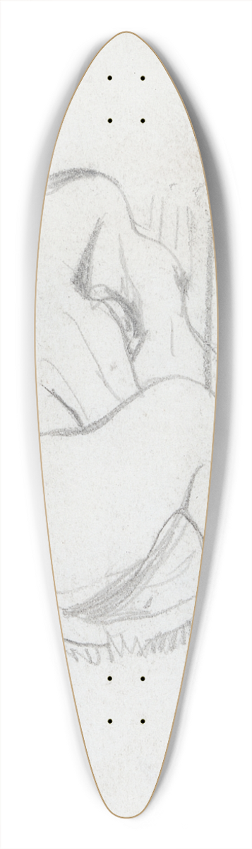 Daniel Maclise - A Baby Elephant sitting by a fence 39.3 inch art pintail longboard deck