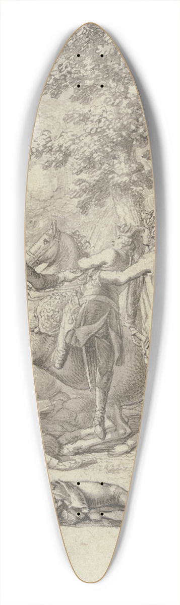 Daniel Nikolaus Chodowiecki - Zwei Soldaten helfen Friedrich dem Groen von einem zusammensinkenden Pferd. 39.3 inch art pintail longboard deck