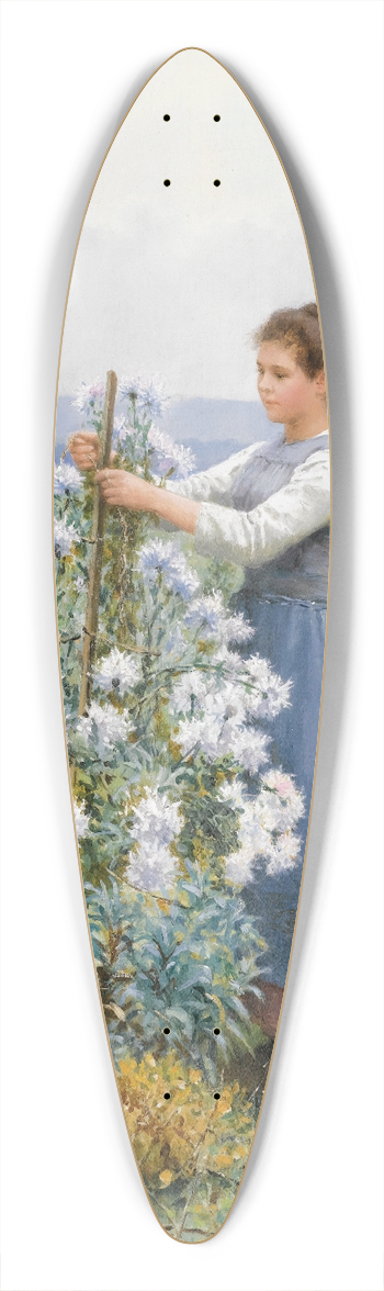 Daniel Ridgway Knight - Chrysanthemums 39.3 inch art pintail longboard deck
