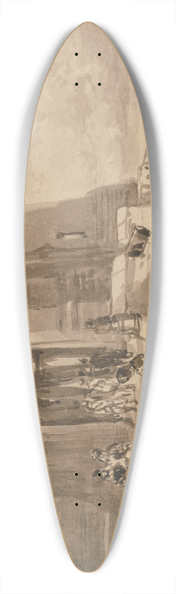 David Cox - Figures on the Outer Staircase of a Castle 39.3 inch art pintail longboard deck