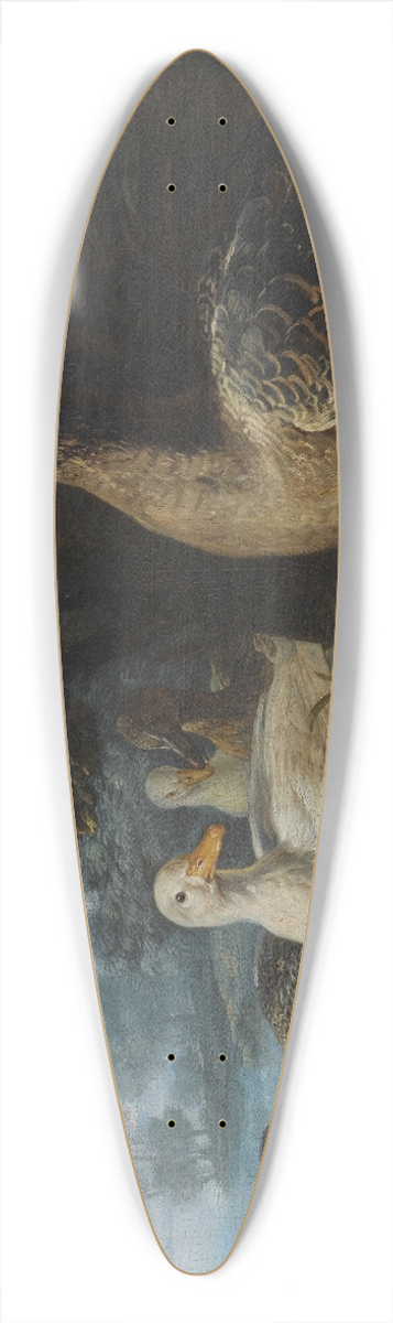 David de Coninck - A Cockerel, Hens, Doves And A Parrot In Aformal Garden Setting 39.3 inch art pintail longboard deck