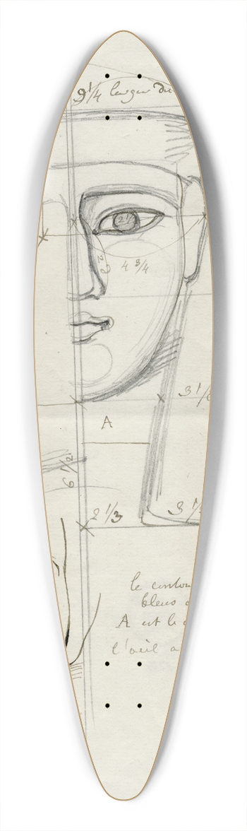 David Humbert de Superville - Een drietal details v.d. kop v.e. mummiekist 39.3 inch art pintail longboard deck