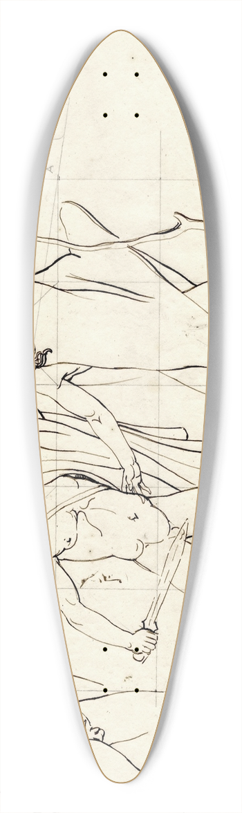 David Humbert de Superville - Theseus fighting the brigand Sinis (after a Greek vase) 39.3 inch art pintail longboard deck