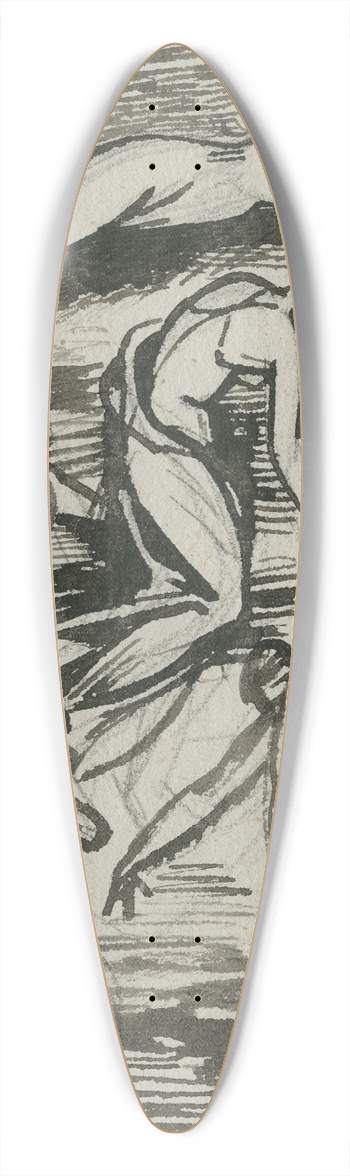 David Humbert de Superville - Vrouwelijke gestalten in diverse houdingen, een vijftal 39.3 inch art pintail longboard deck