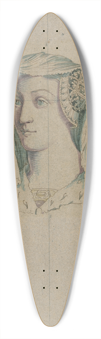 David Humbert de Superville - Vrouwenkop met 16de eeuwse kledij 39.3 inch art pintail longboard deck