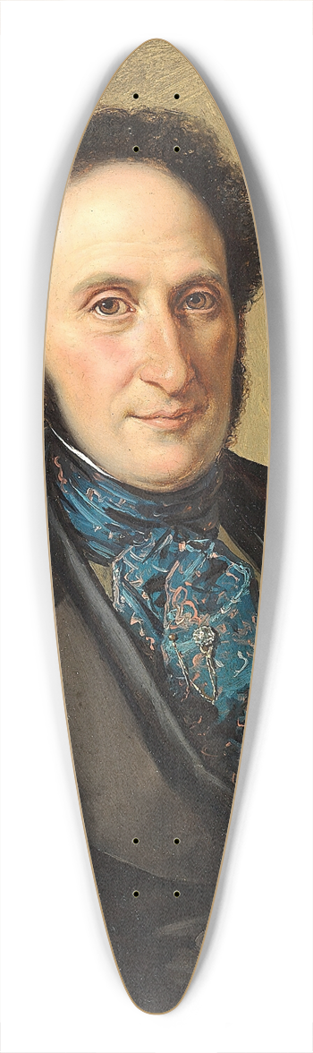 David Monies - Herre i sort jakke, stort blligt silketrklde og bl frakke 39.3 inch art pintail longboard deck