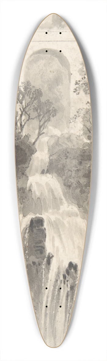 David Octavius Hill - View of a Waterfall 39.3 inch art pintail longboard deck