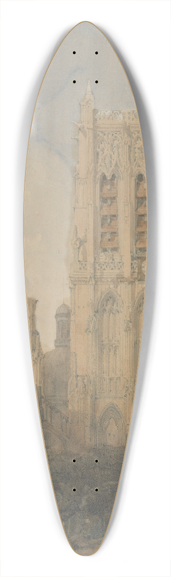 David Roberts - Church of St. Jacques, Dieppe 39.3 inch art pintail longboard deck