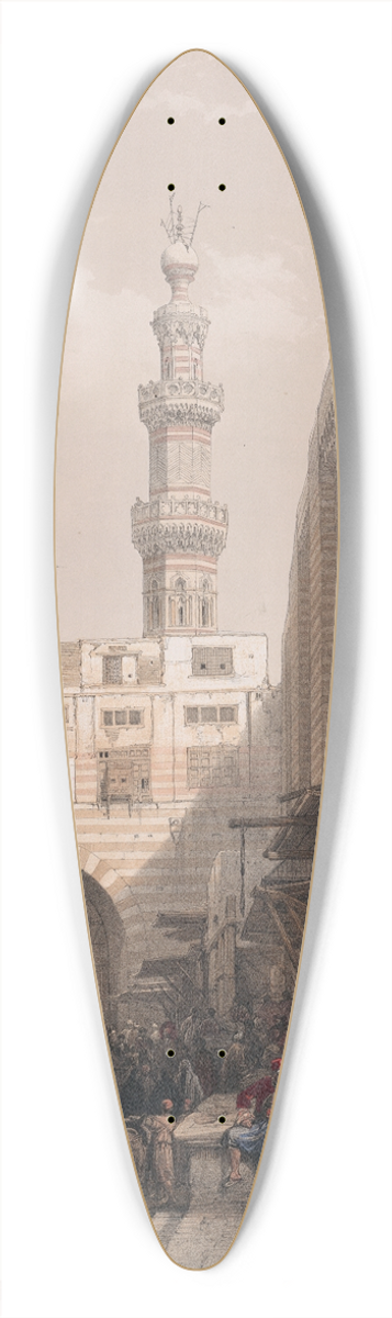 David Roberts - Minarets and grand entrance of the Metwaleys at Cairo. 39.3 inch art pintail longboard deck