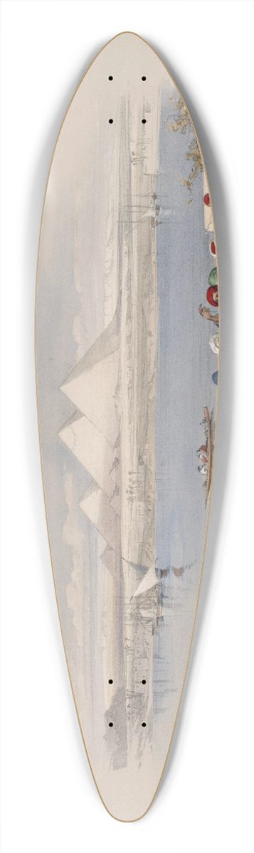 David Roberts - Pyramids of Gezeeh [Giza], from the Nile. 39.3 inch art pintail longboard deck