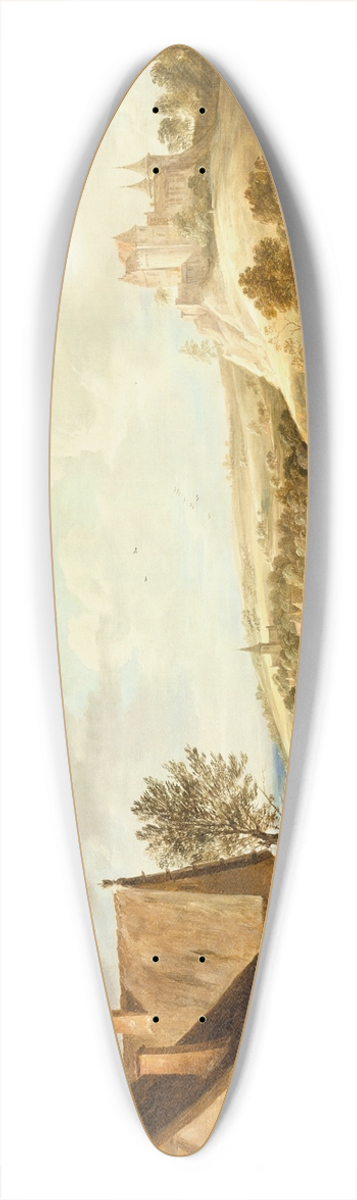 David Teniers The Younger - Landscape with Peasants Playing Bowls Outside an Inn 39.3 inch art pintail longboard deck