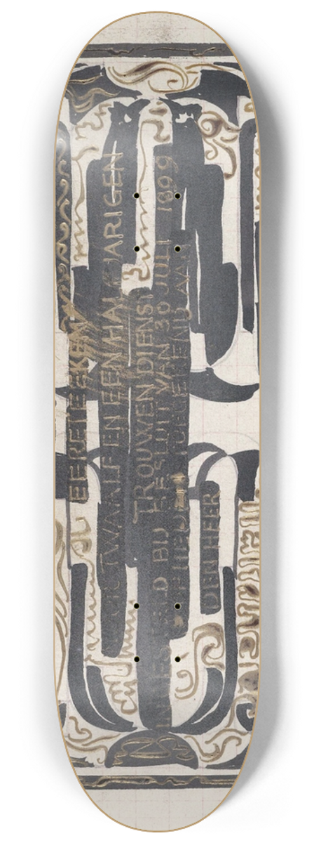 Carel Adolph Lion Cachet - Ontwerp voor een oorkonde ter gelegenheid van twaalf-en-een-halfjarige dienst 8.25 inch art skate deck