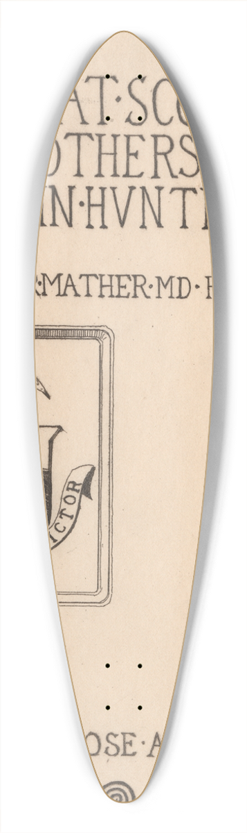 David Young Cameron - Title Page: William Hunters Coat of Arms 39.3 inch art pintail longboard deck