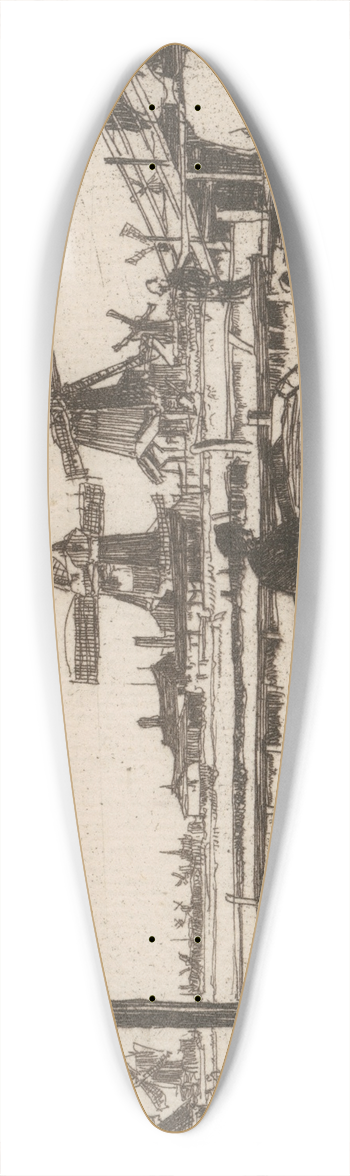 David Young Cameron - Zaandam Windmills 39.3 inch art pintail longboard deck