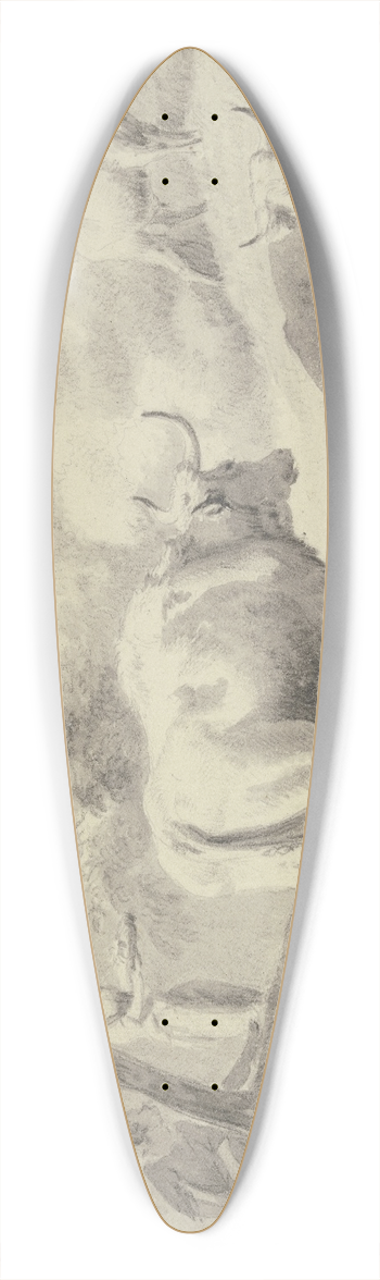 Dirck van Bergen - Khe und Schafe, links unter einem Baum Hirte und Hirtin 39.3 inch art pintail longboard deck