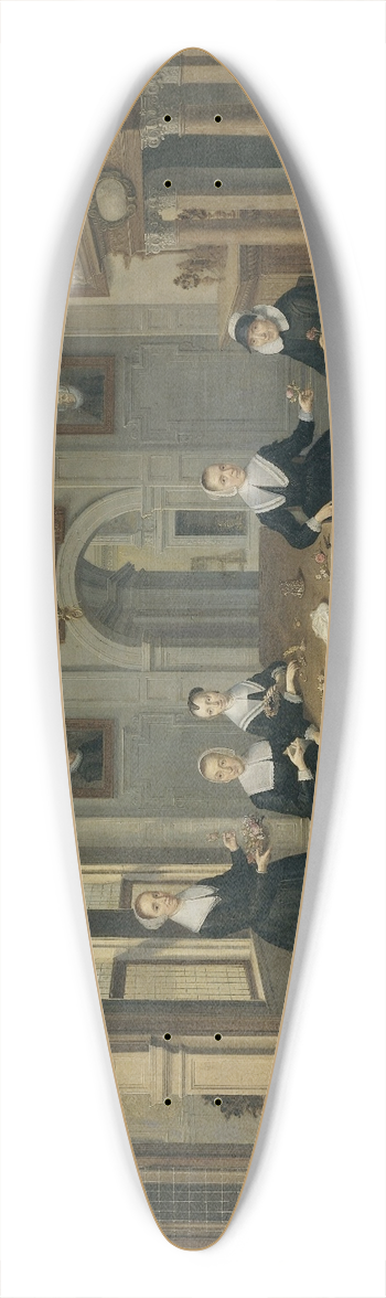 Dirck Van Delen - Five Ladies in an Interior 39.3 inch art pintail longboard deck