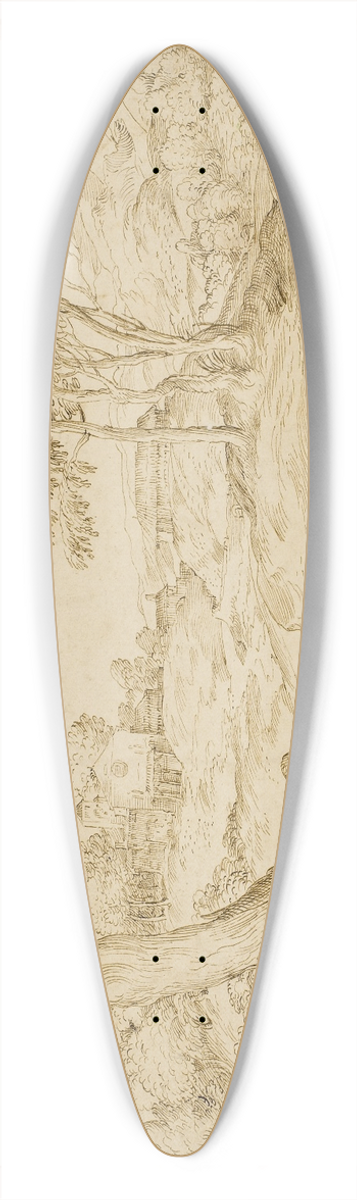 Domenico Campagnola - Landskab med pilgrimme p vej til en kirke 39.3 inch art pintail longboard deck