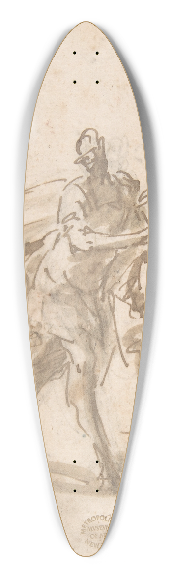 Domenico Mondo - Three Figures 39.3 inch art pintail longboard deck
