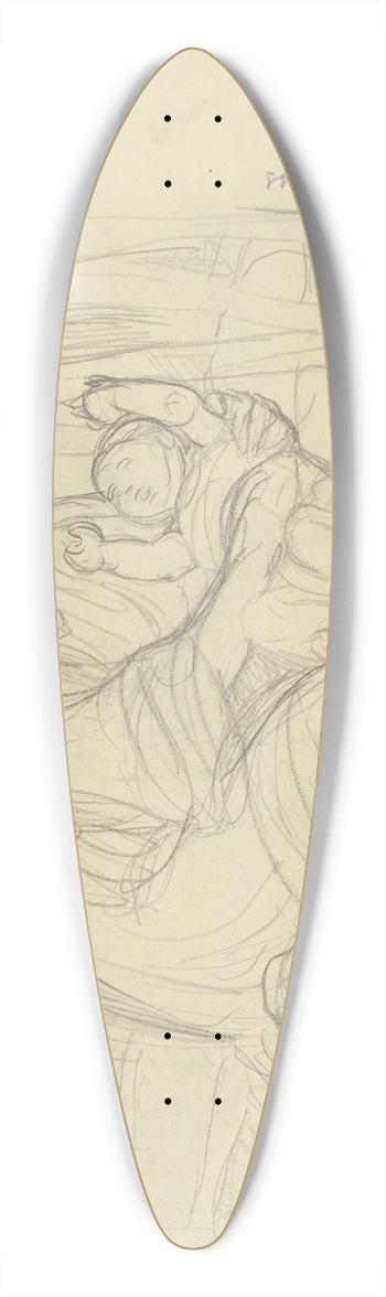 Dora Hitz - Kneeling woman with a baby 39.3 inch art pintail longboard deck